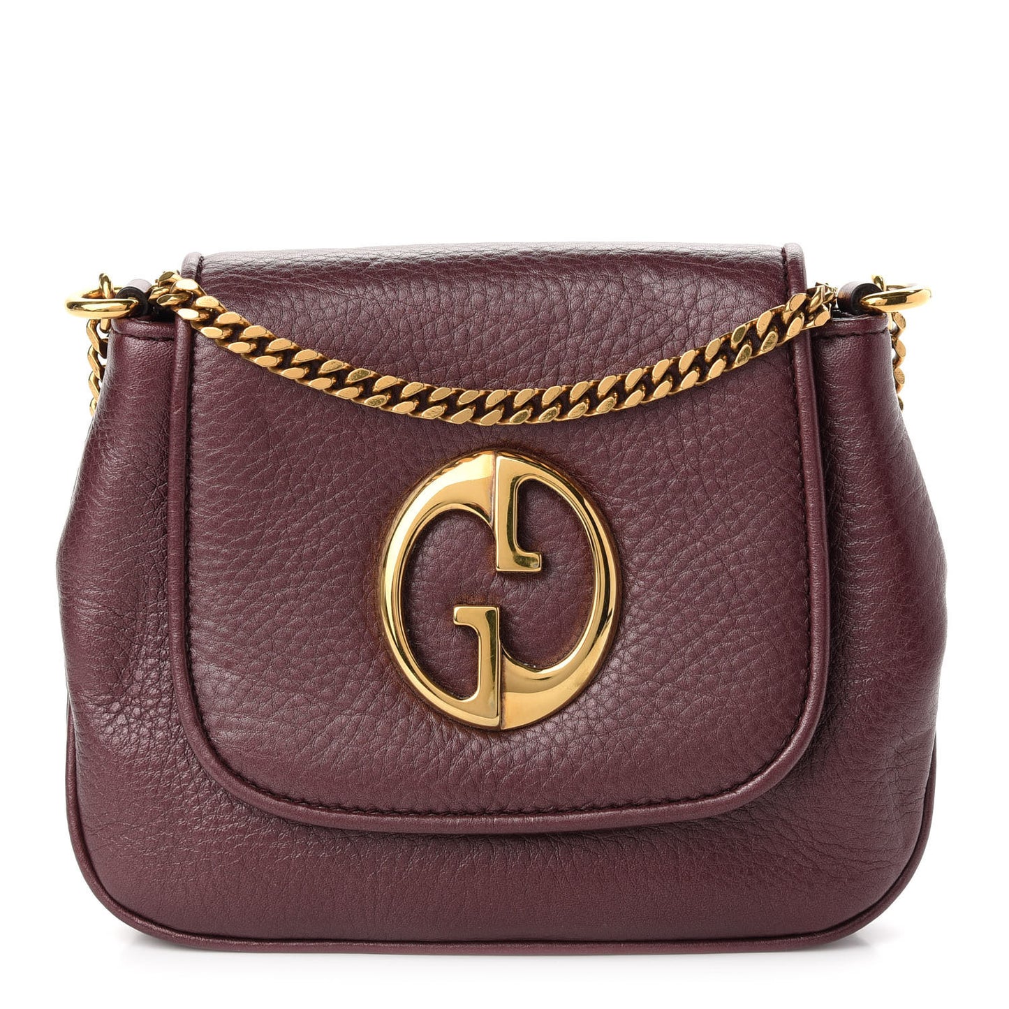 Metallic Pebbled Calfskin Small 1973 Chain Shoulder Bag Classic Burgundy