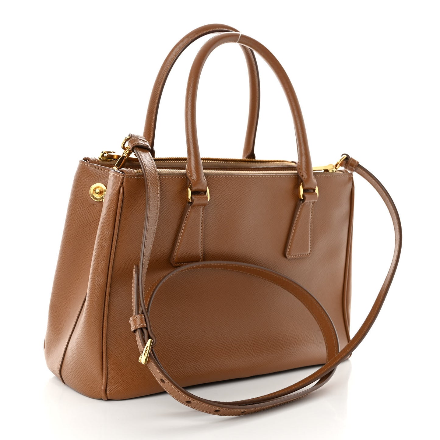 Saffiano Small Galleria Double Zip Tote Caramel