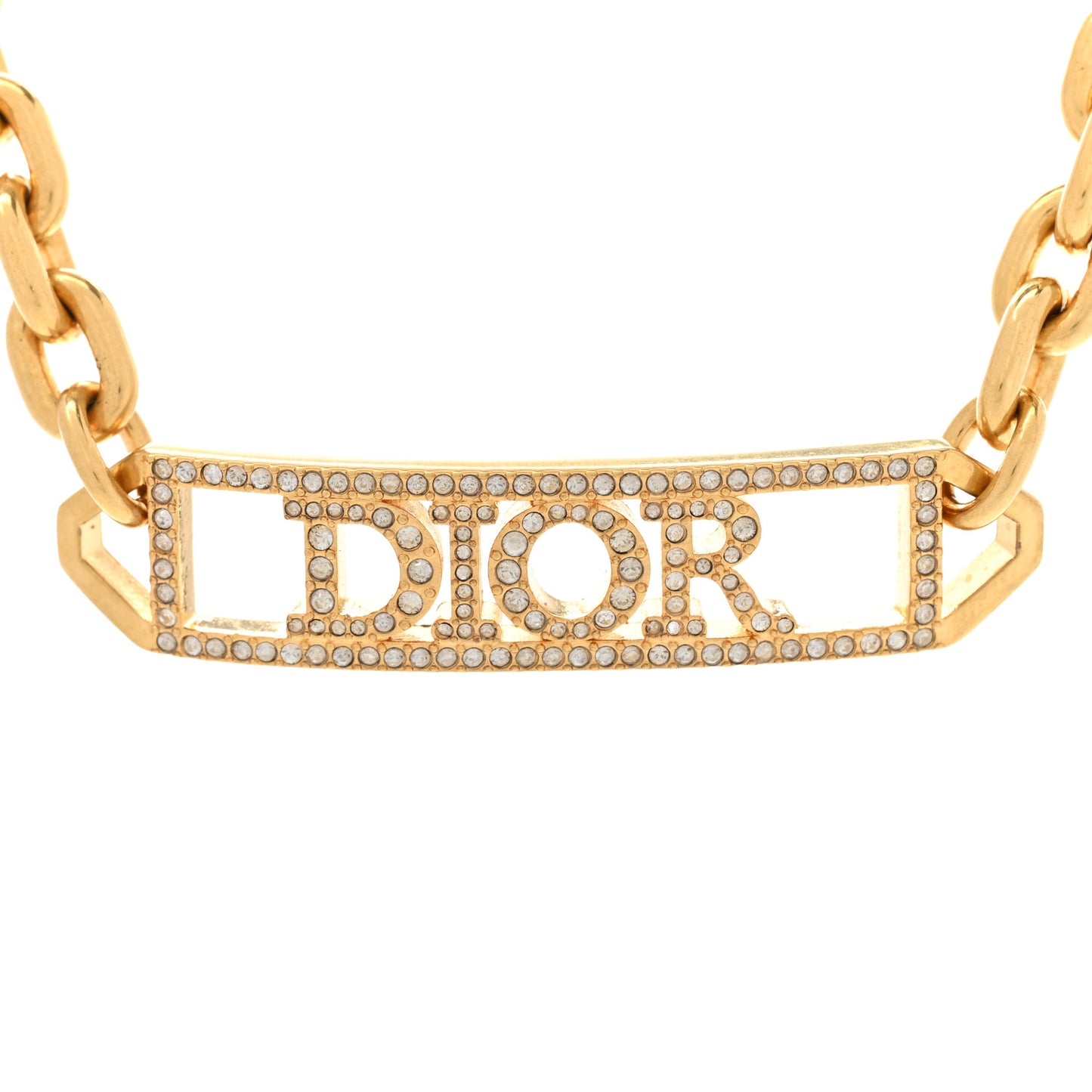 Metal Crystal Dio(r)evolution Choker Necklace Gold