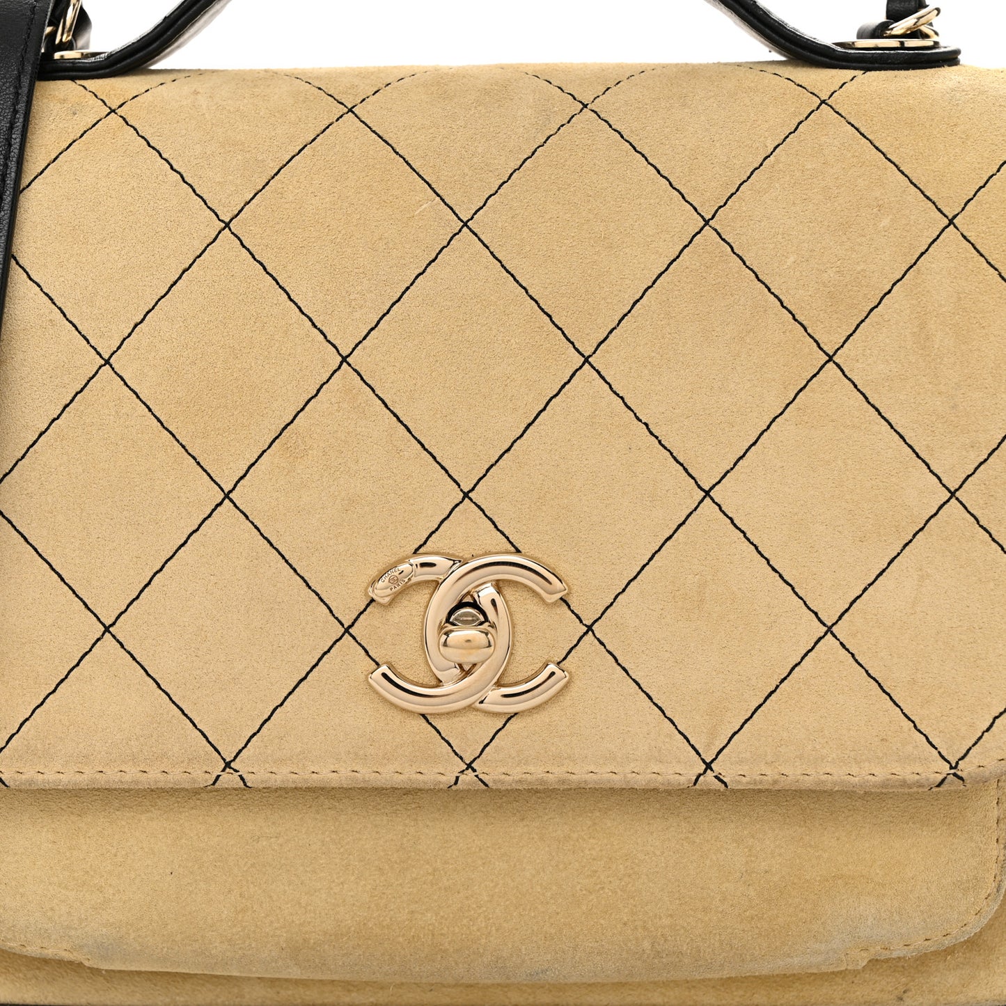 Suede Calfskin Small Business Affinity Flap Beige