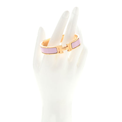 Hermes Enamel Narrow Clic Clac H Bracelet PM Rose Candeur 2 of 4