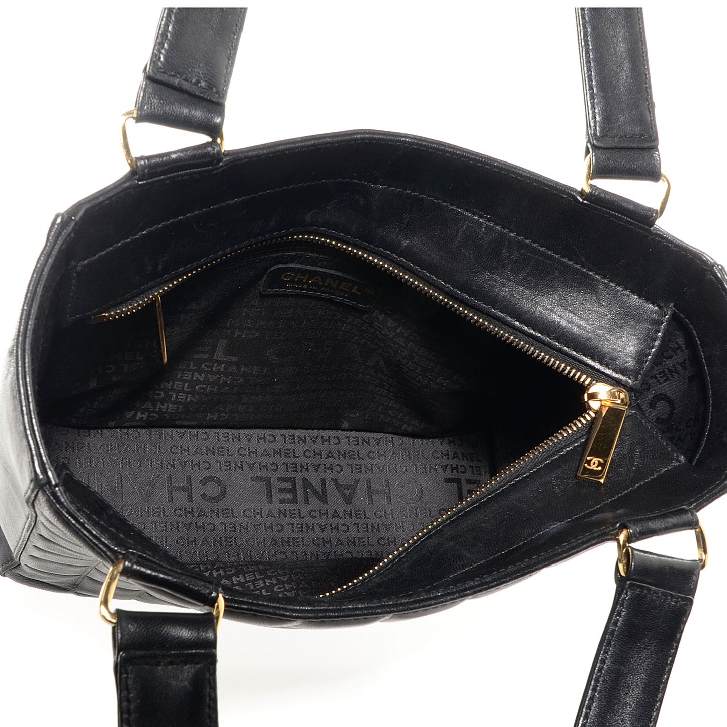 Lambskin Quilted Chocolate Bar Tote Black