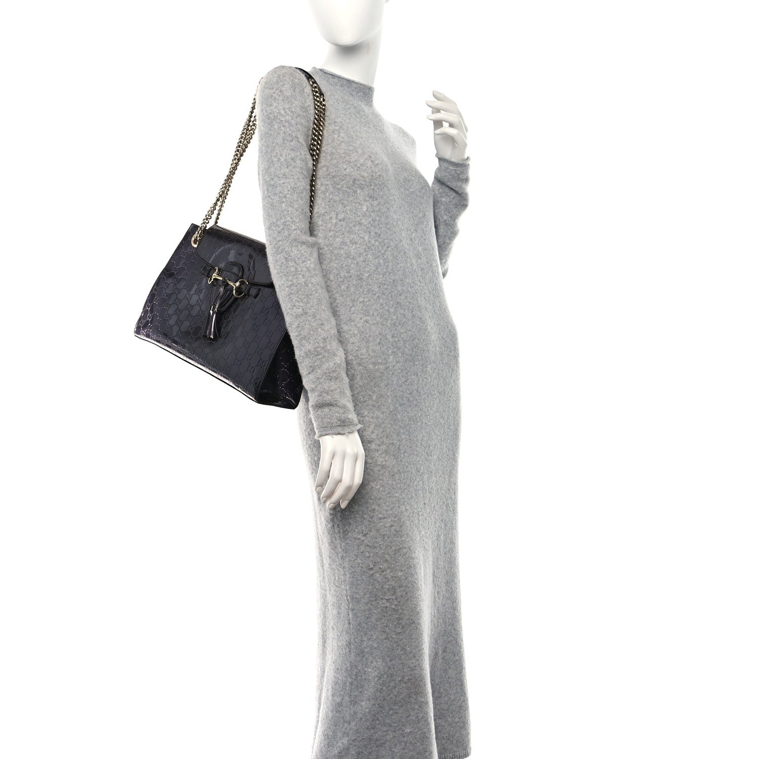 Gucci Shine Guccissima Large Emily Chain Shoulder Bag Melanzana 2 of 15