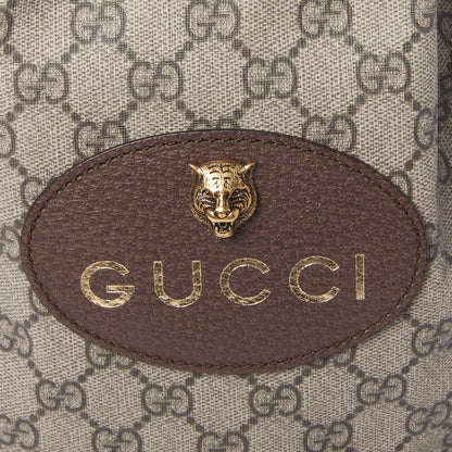 Gucci GG Supreme Monogram Neo Vintage Drawstring Bucket Backpack Beige New Acero Crop 8 of 9