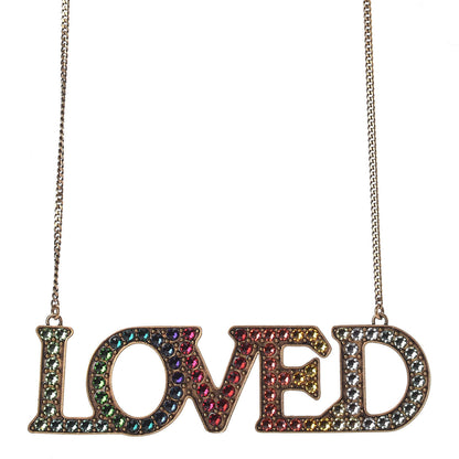 Gucci Metal Crystal Loved Short Necklace Aged Gold 1 of 8