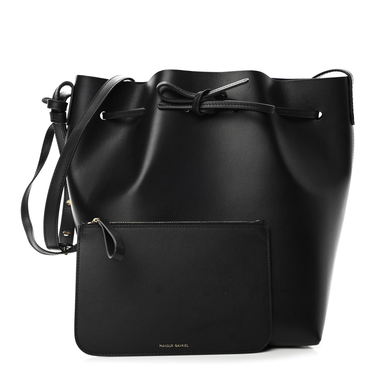 Vegetable Tanned Calfskin Bucket Bag Black