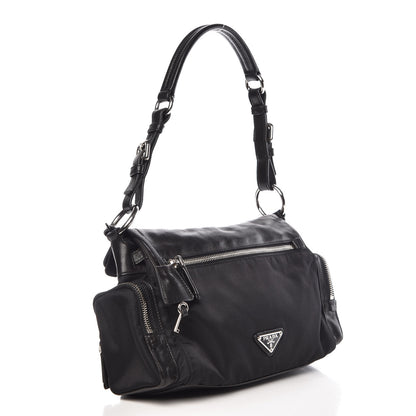 Prada Tessuto Nylon Vitello Shoulder Bag Black 3 of 9