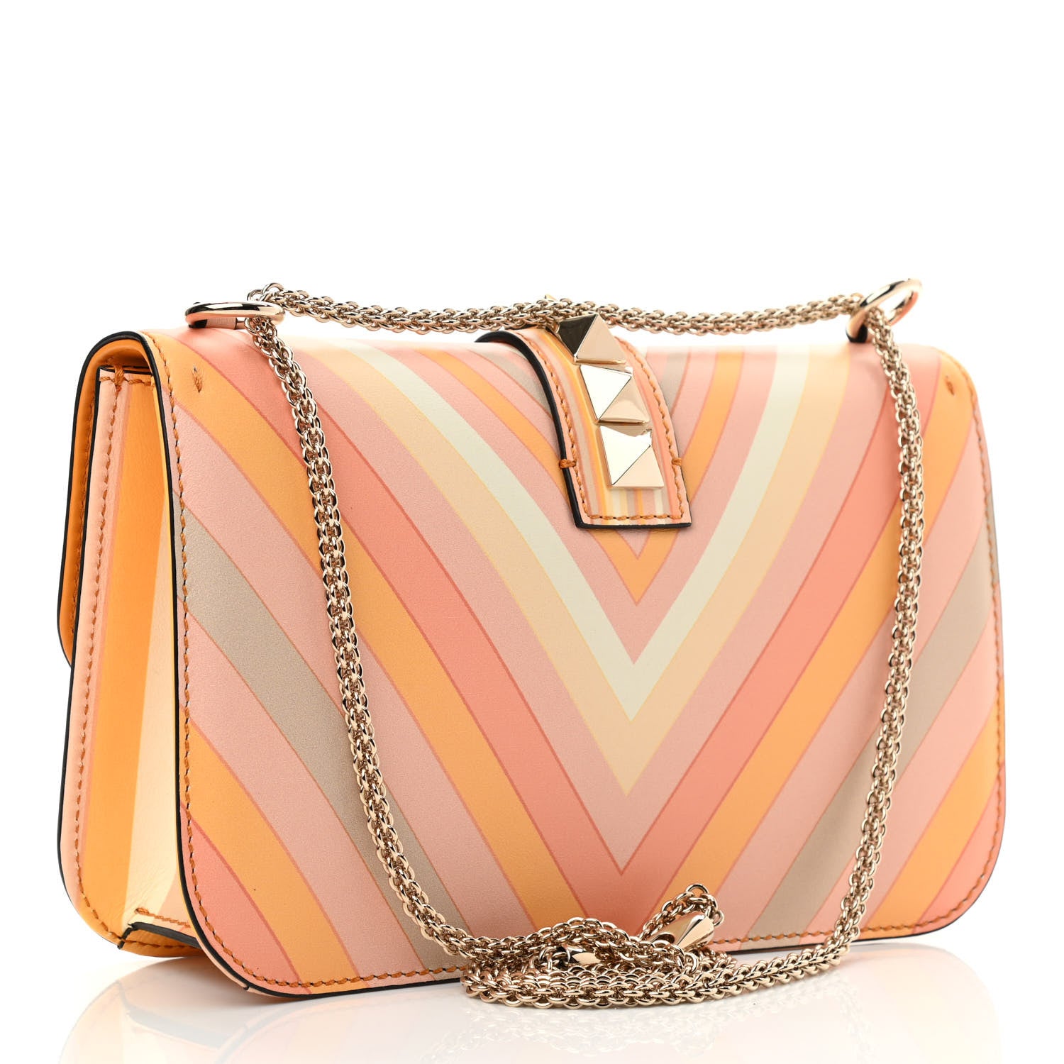 Valentino Garavani Vitello Native Couture 1975 Medium Glam Lock Rockstud Flap Mandarin Sorbet 3 of 9