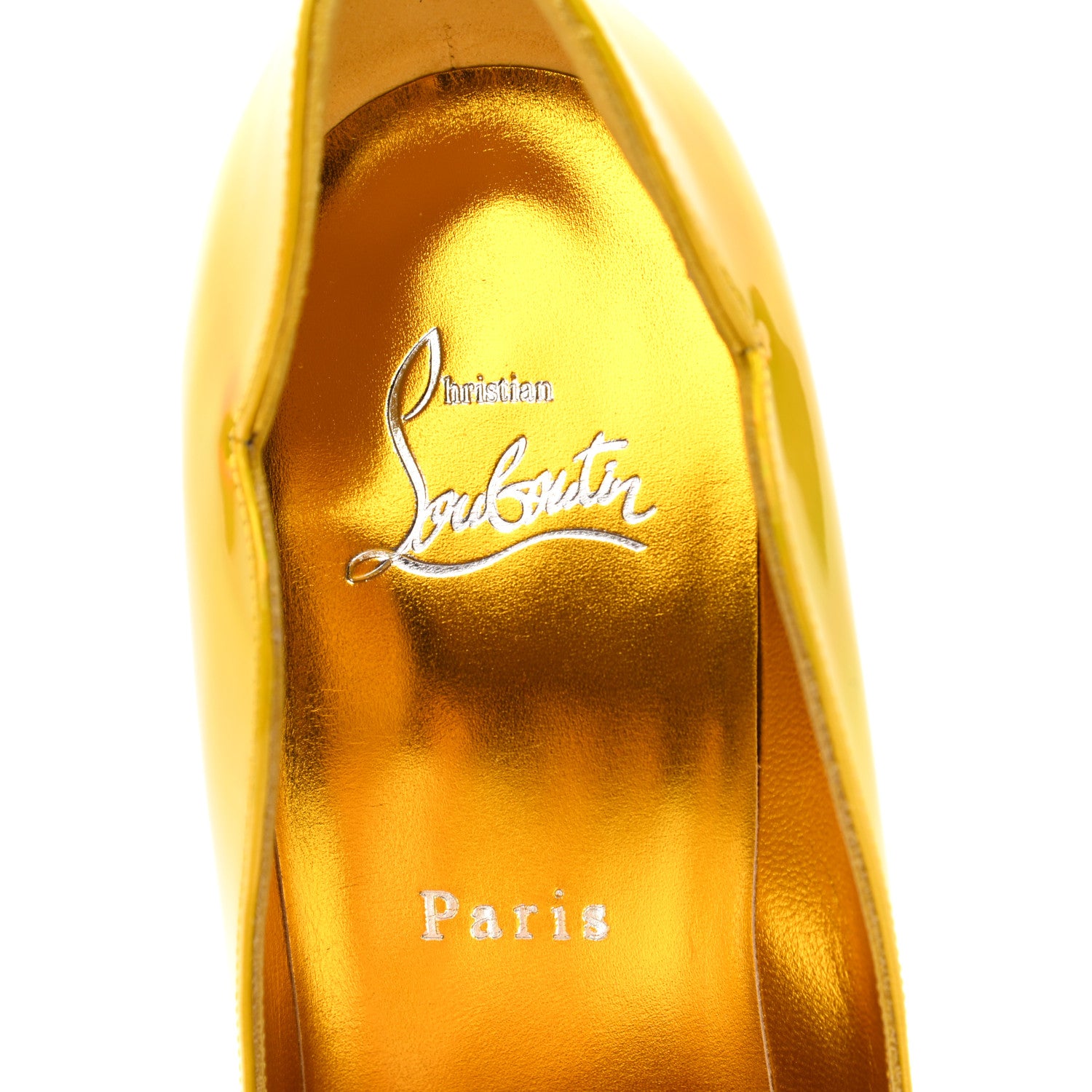Christian Louboutin Metallic Hot Chick 100 Pumps 38.5 Yellow 7 of 8