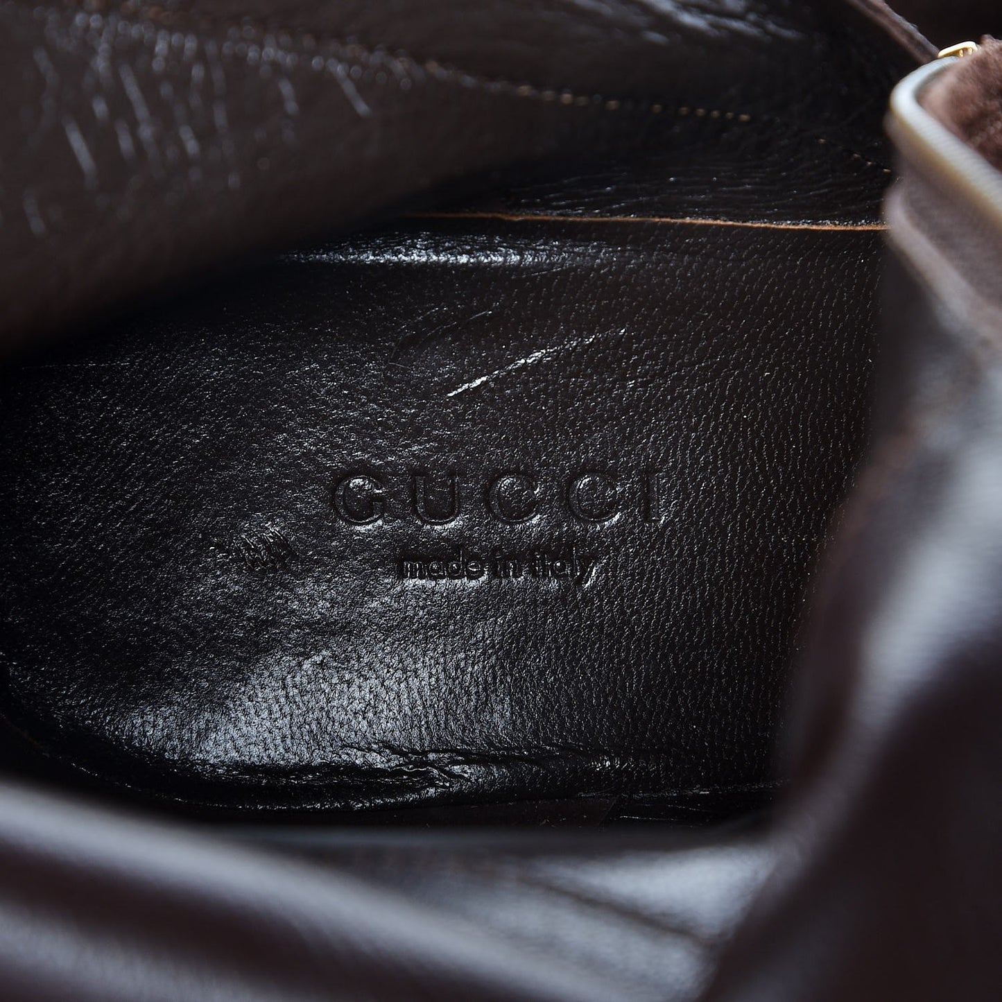 Suede Shearling Fur Microguccissima Courtney Tall Wedge Boots 38 Cocoa