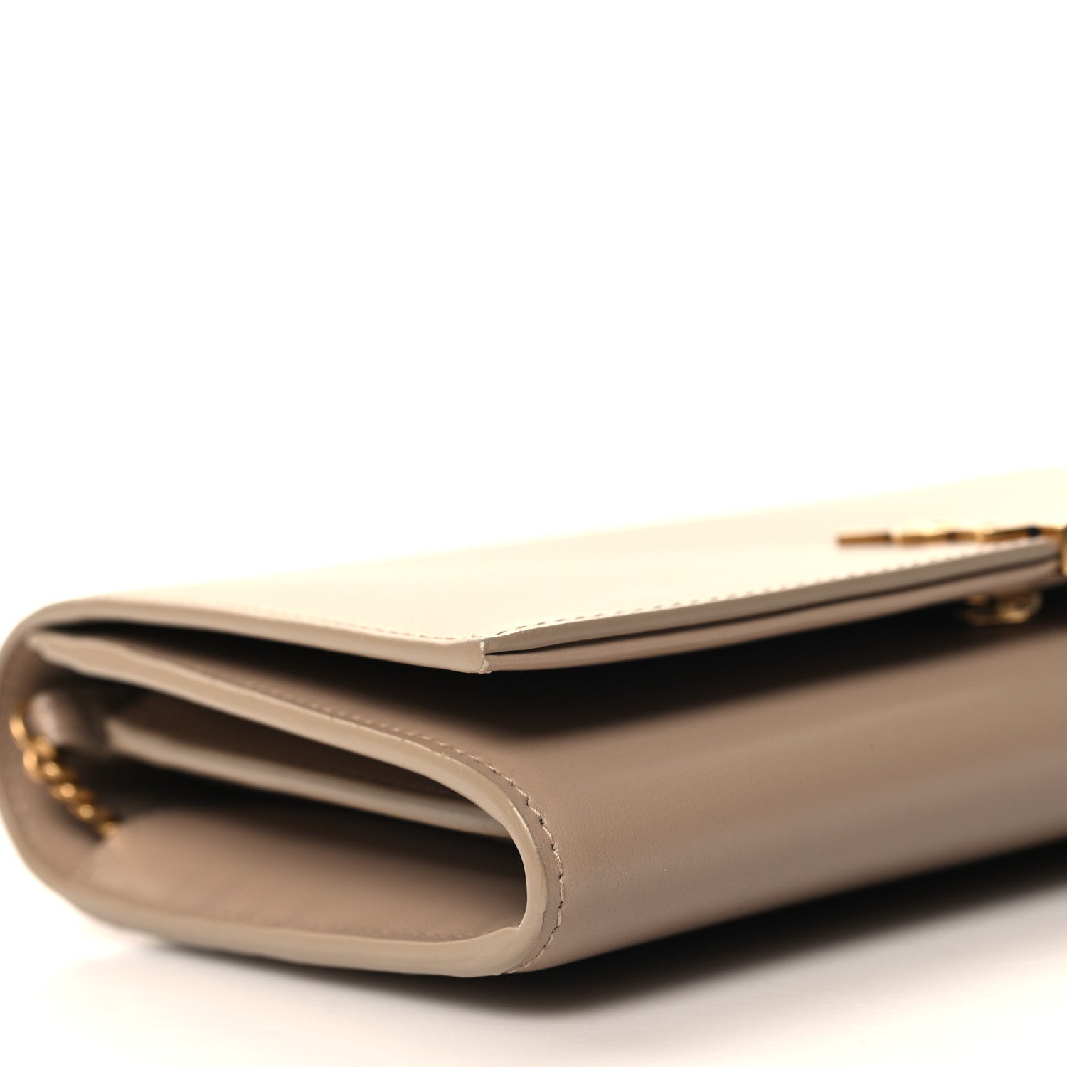 Saint Laurent Glossy Calfskin Monogram Chain Wallet Dark Beige 9 of 10