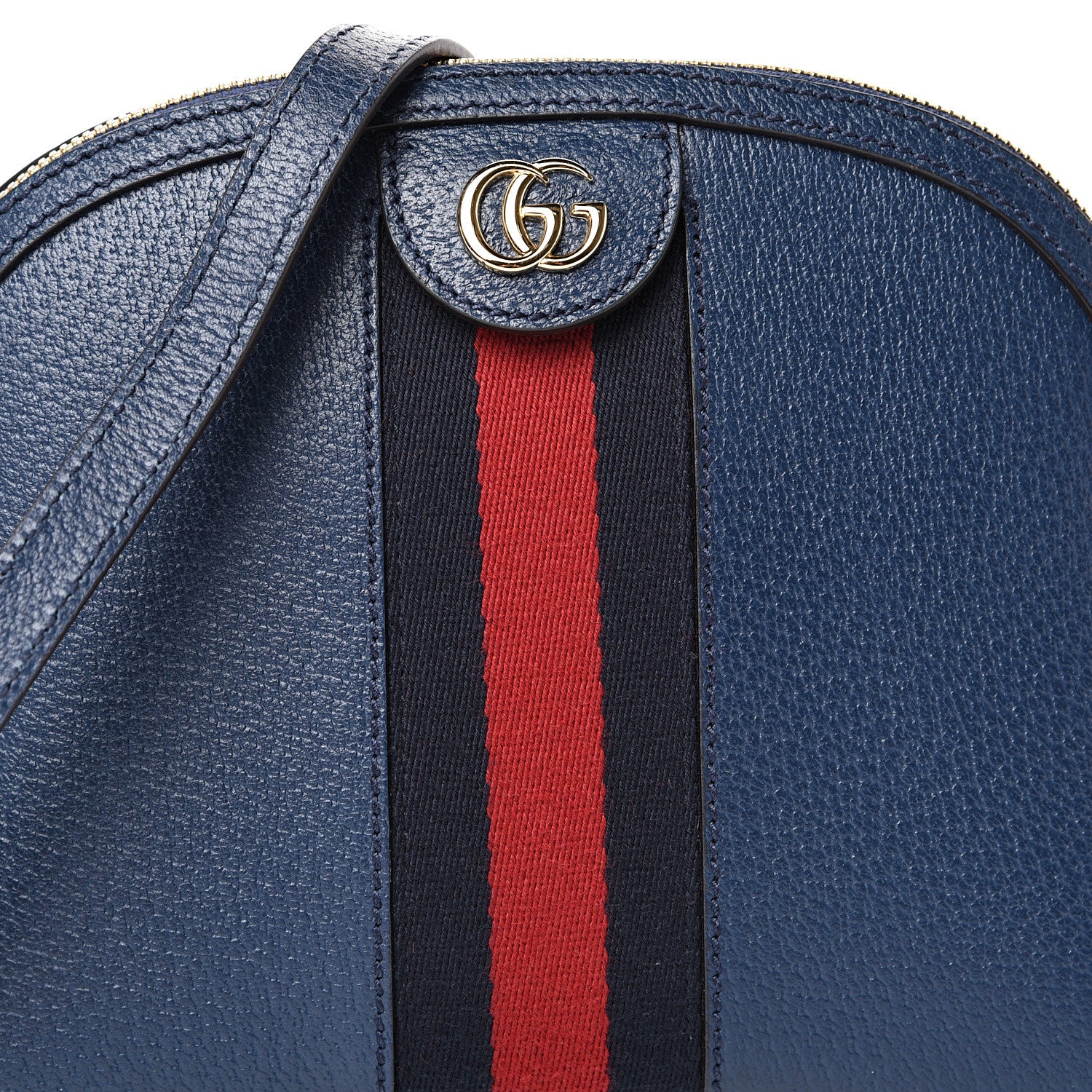 Gucci Textured Dollar Calfskin Web Small Ophidia Dome Shoulder Bag Blue Agata 7 of 10