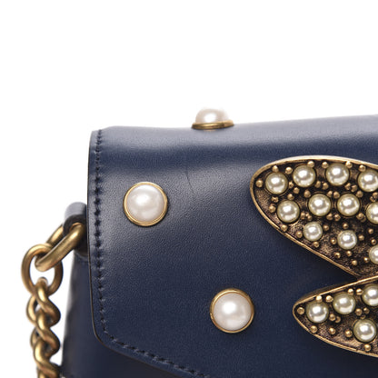 Gucci Nappa Pearl Studded Mini Queen Margaret Broadway Shoulder Bag Blue Agata 11 of 12
