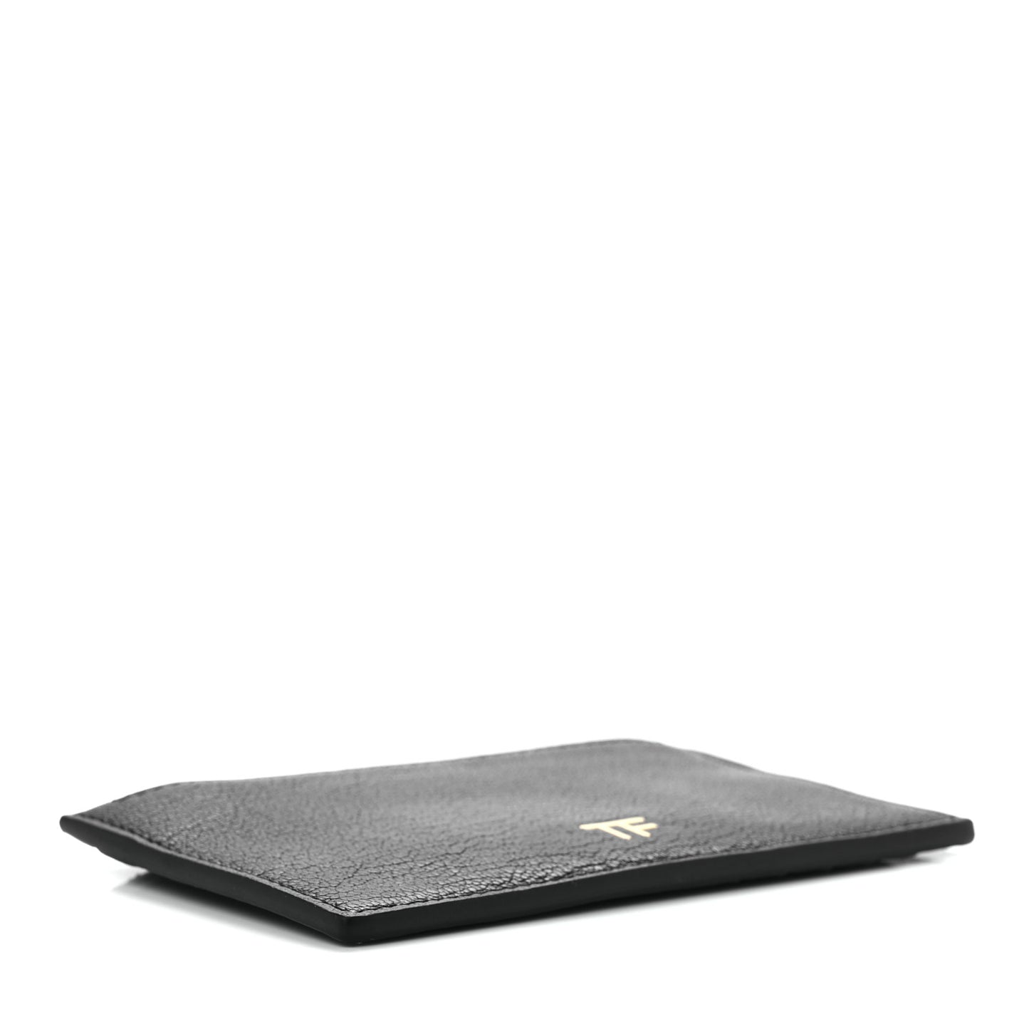 Grained Calfskin Zip Pouch Card Holder Black