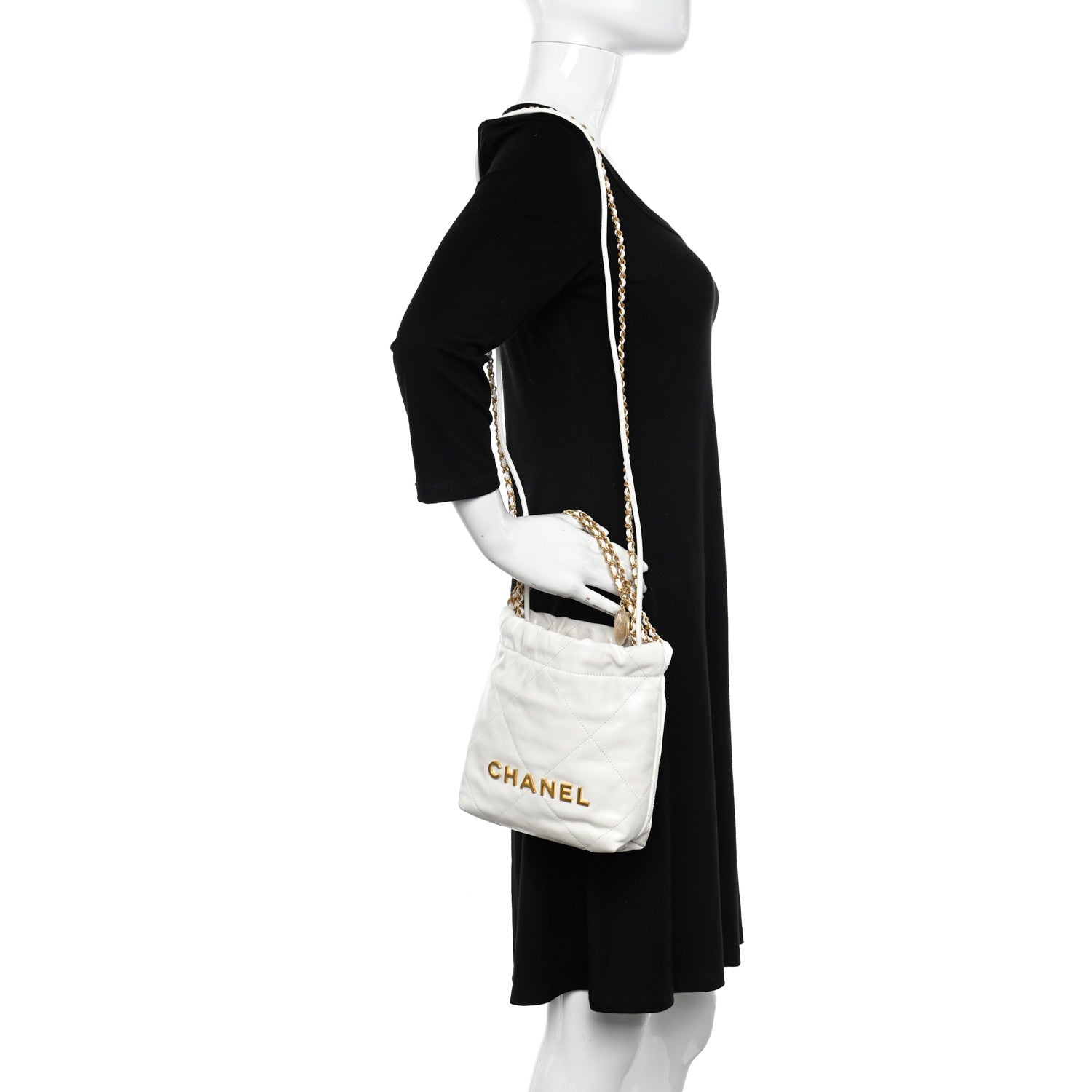 Chanel Shiny Calfskin Quilted Mini Chanel 22 White 2 of 10
