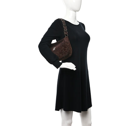 Chanel Suede Camellia Shoulder Bag Brown 2 of 9