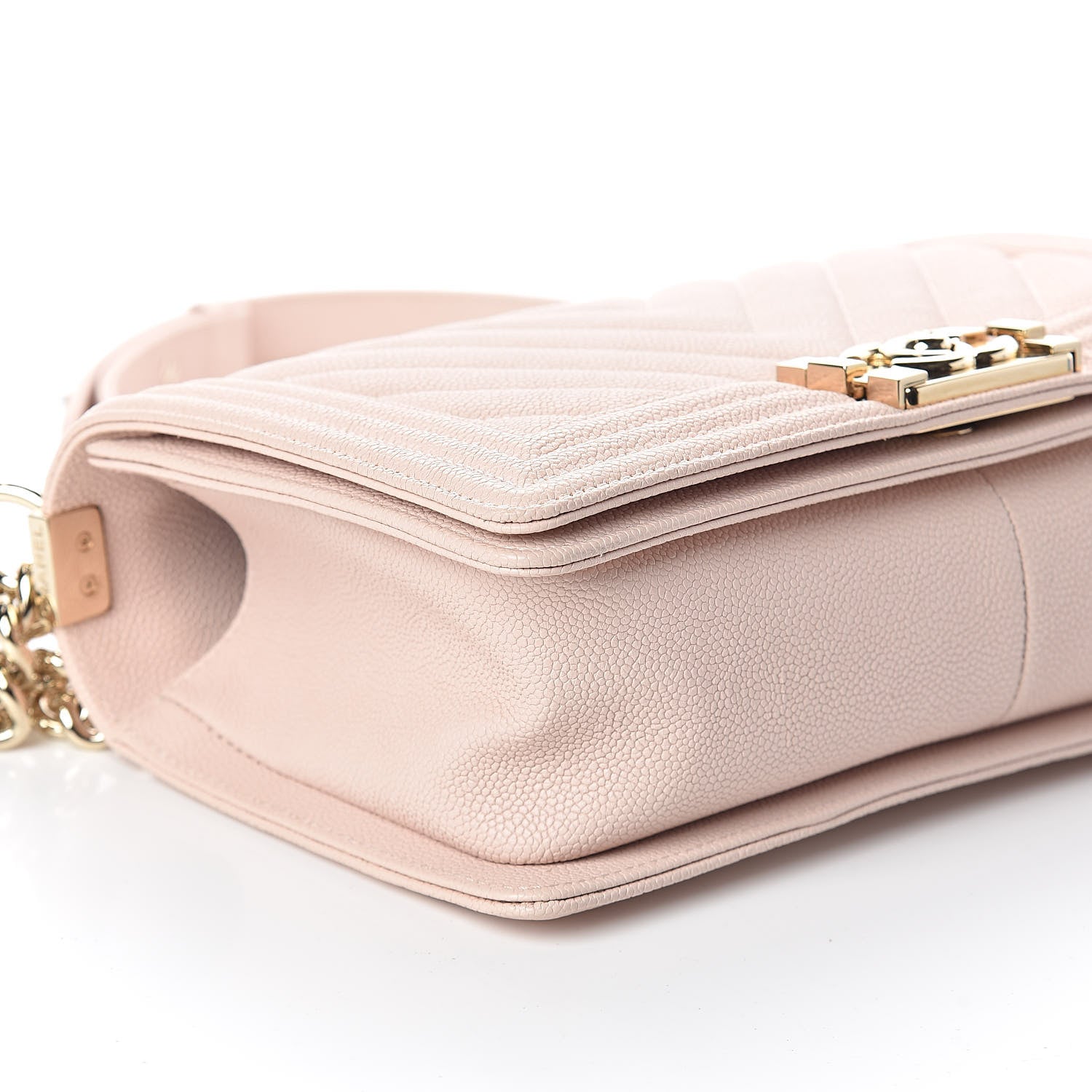 Chanel Caviar Chevron Quilted Medium Boy Flap Nude 8 of 11