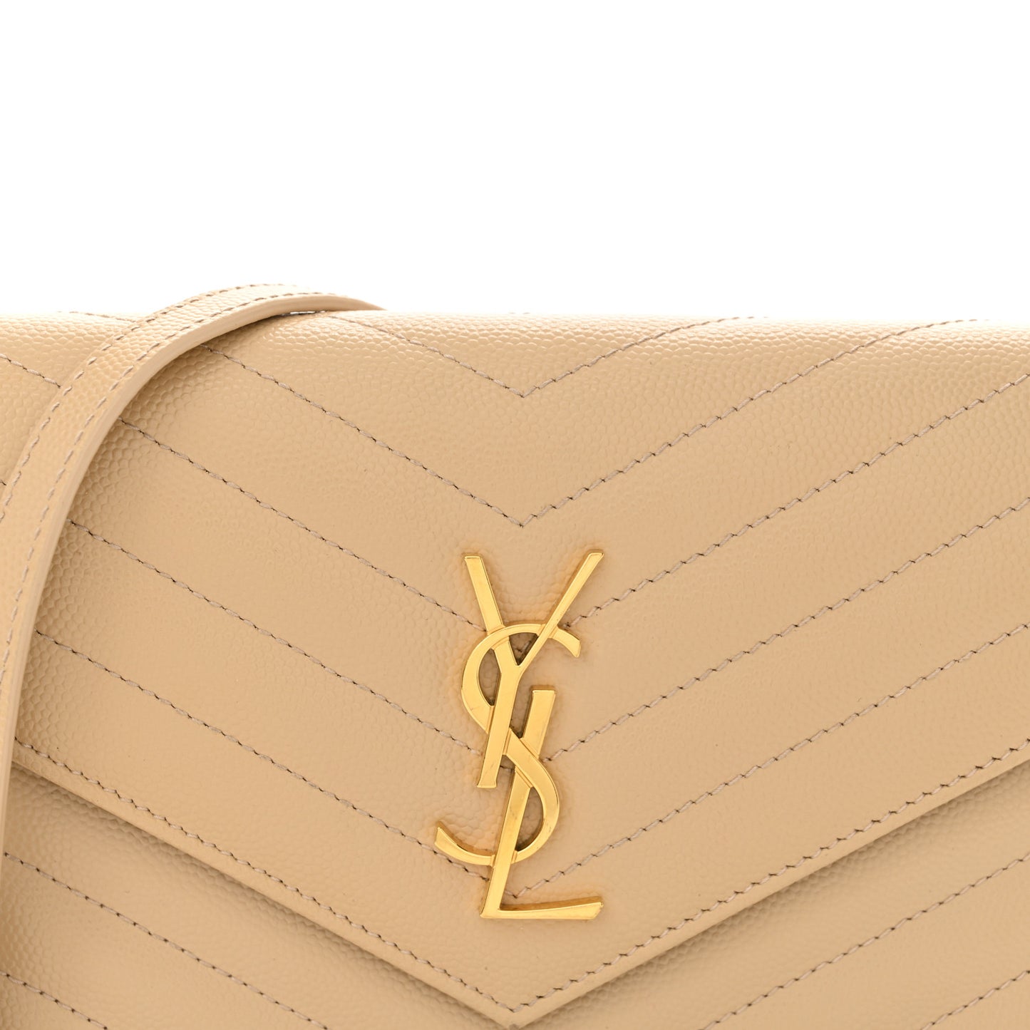 Grain De Poudre Matelasse Chevron Monogram Envelope Chain Wallet Nude Powder