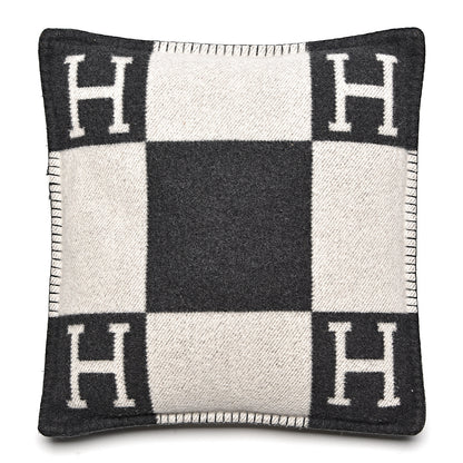 Hermes Wool Cashmere Avalon Pillow PM Ecru Gris Fonce 1 of 5