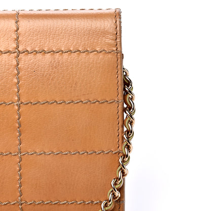Chanel Calfskin Stitched Square Quilted Wallet On Chain WOC Beige 16 of 17
