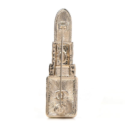Chanel Metal Strass Pearl Lipstick Brooch Pink Gold 3 of 5