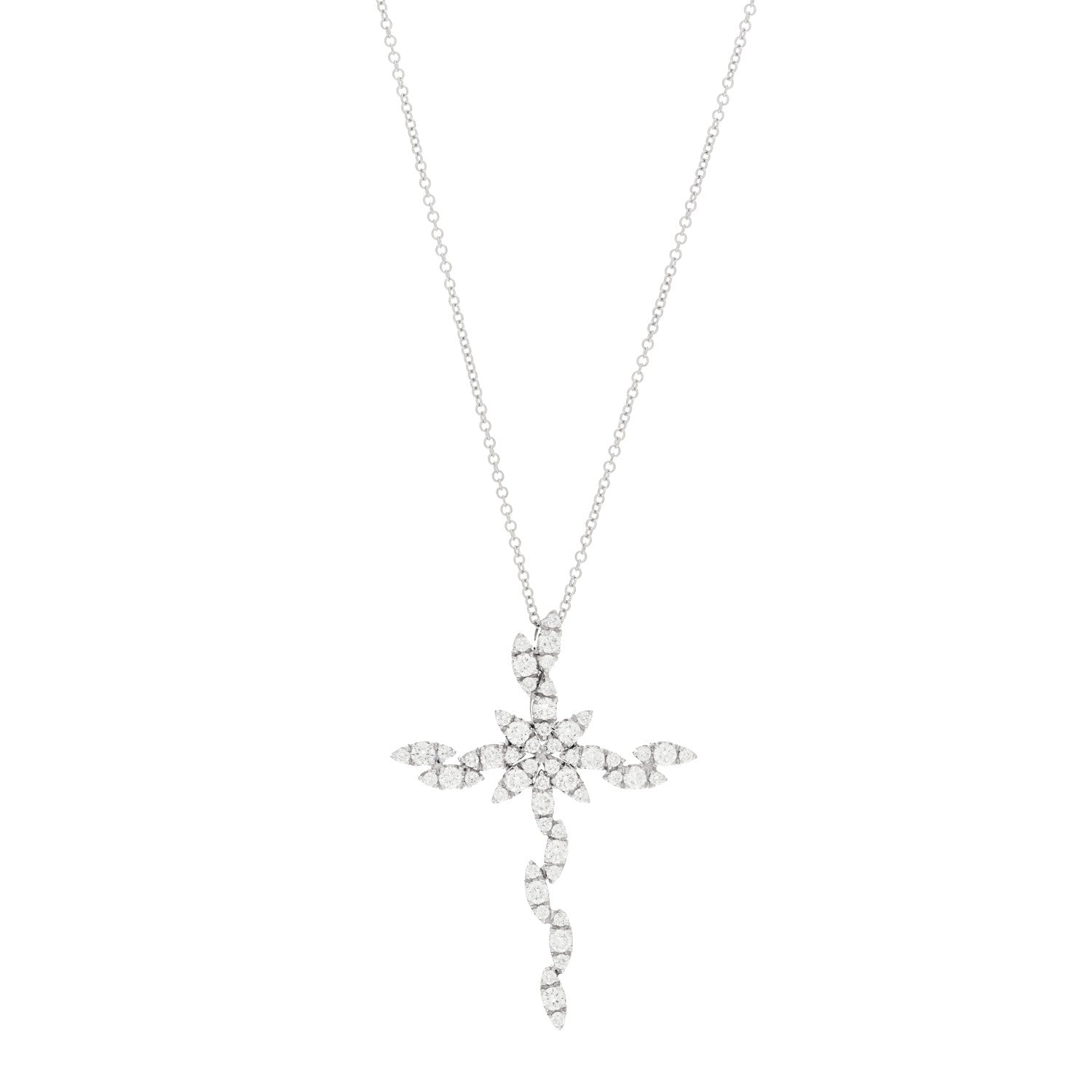 Pasquale Bruni 18K White Gold Diamond Ghirlanda Classics Cross Necklace 1 of 4
