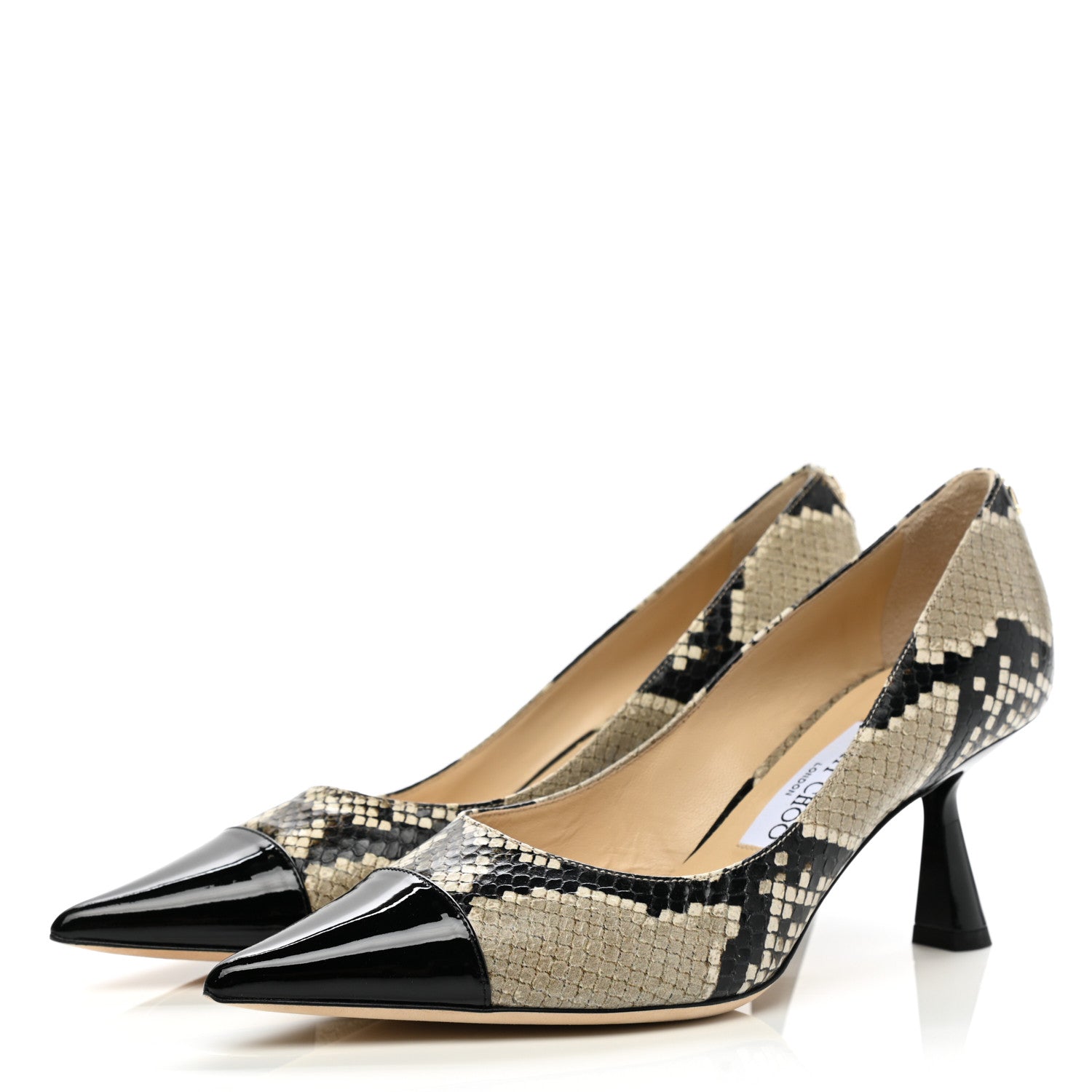 Jimmy Choo Calfskin Snake Print Rene 65 Pumps 37.5 Natural 3 of 7