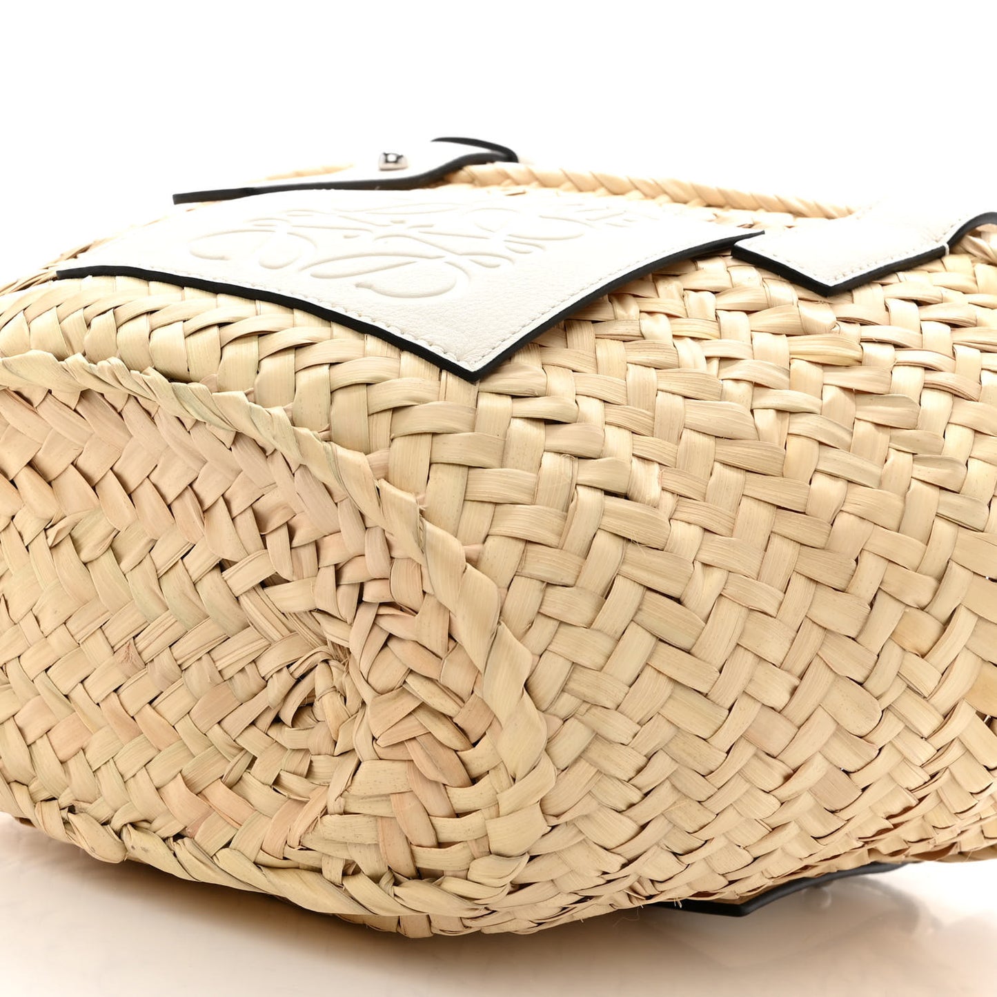 Raffia Small Basket Tote Bag Natural White