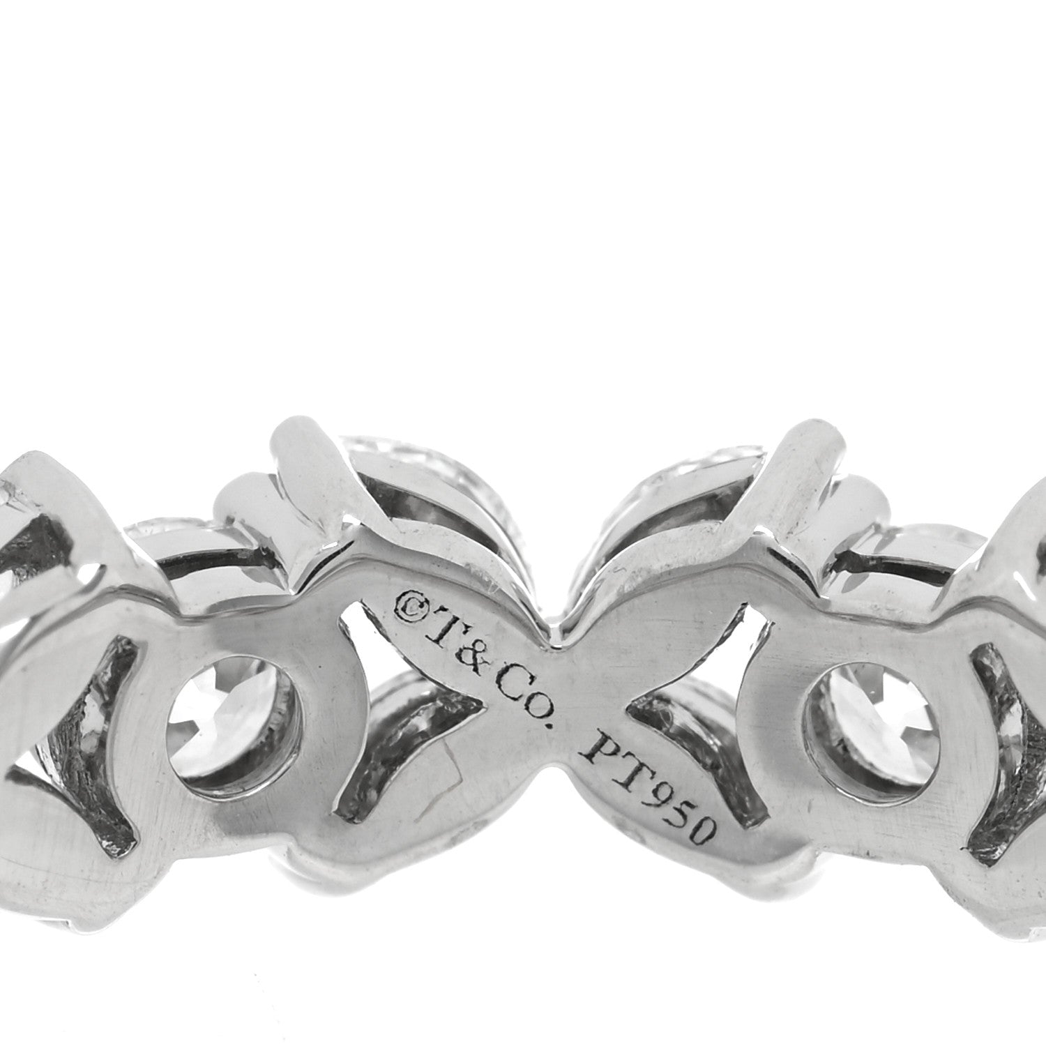 Tiffany Platinum Diamond Victoria Alternating Band Ring 53 6.25 3 of 5