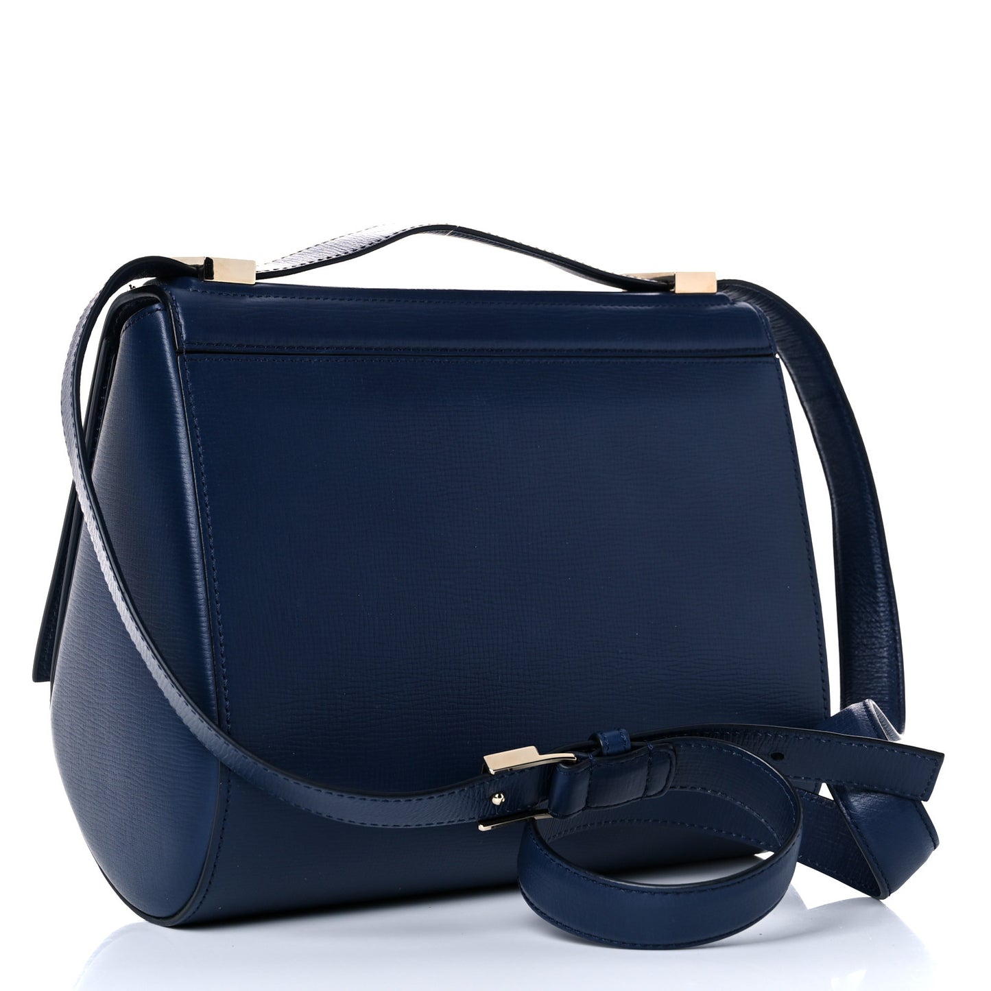 Textured Calfskin Medium Pandora Box Crossbody Bag Navy