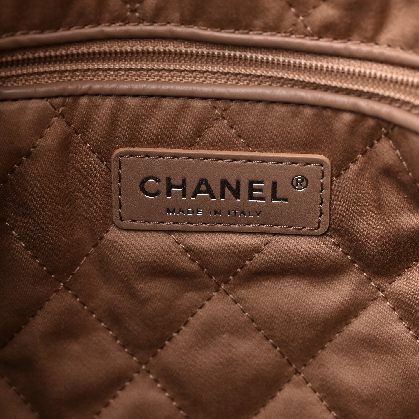 Shiny Calfskin Quilted Chanel 22 Dark Beige