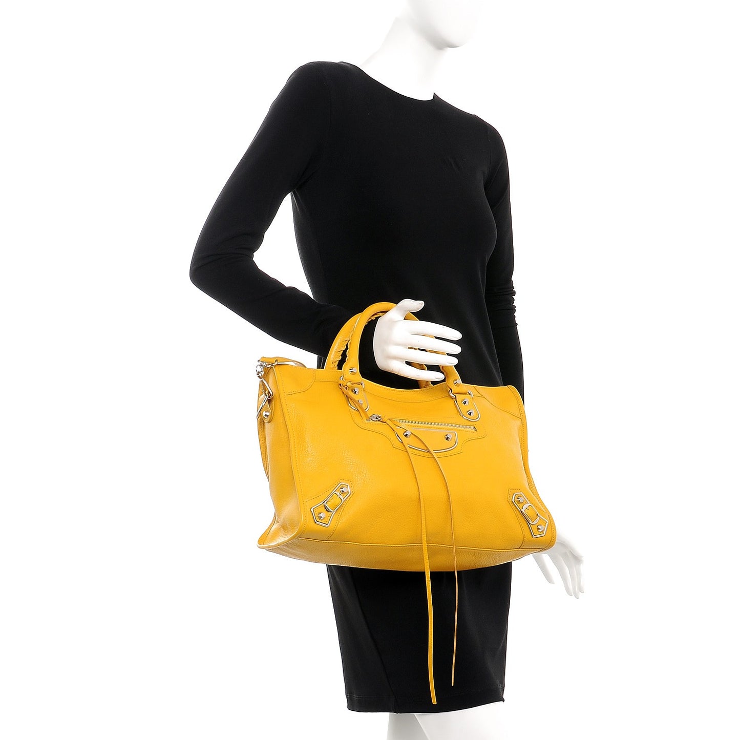 Chevre Silver Metallic Edge Hardware City Jaune Epi