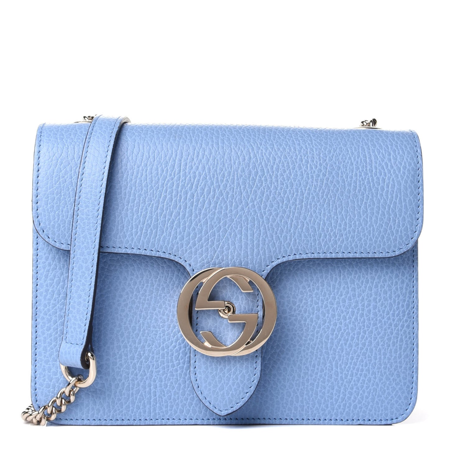 Dollar Calfskin Small Interlocking G Shoulder Bag Mineral Blue
