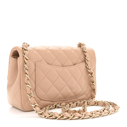 Chanel Lambskin Quilted Mini Rectangular Flap Beige 3 of 12