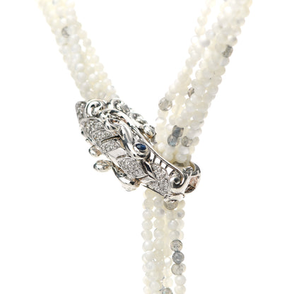 John Hardy Sterling Silver Sapphire Diamond Labradorite Mother of Pearl Legends Naga Dragon Lariat Necklace 4 of 5