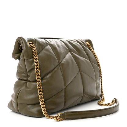 Saint Laurent Lambskin Quilted Medium Loulou Puffer Monogram Chain Satchel Seaweed 3 of 12