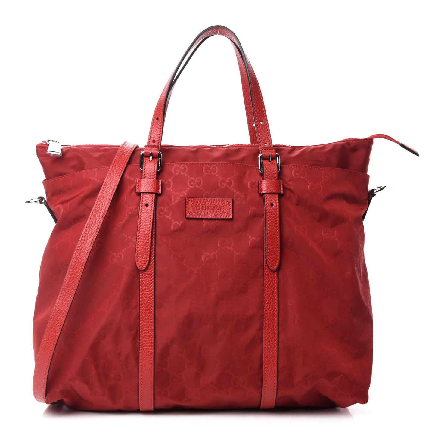 Nylon Monogram Dollar Calfskin Tote Vibrant Red