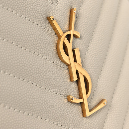 Saint Laurent Grain De Poudre Matelasse Chevron Quilted Round Vinyle Camera Bag Crema Soft 12 of 12