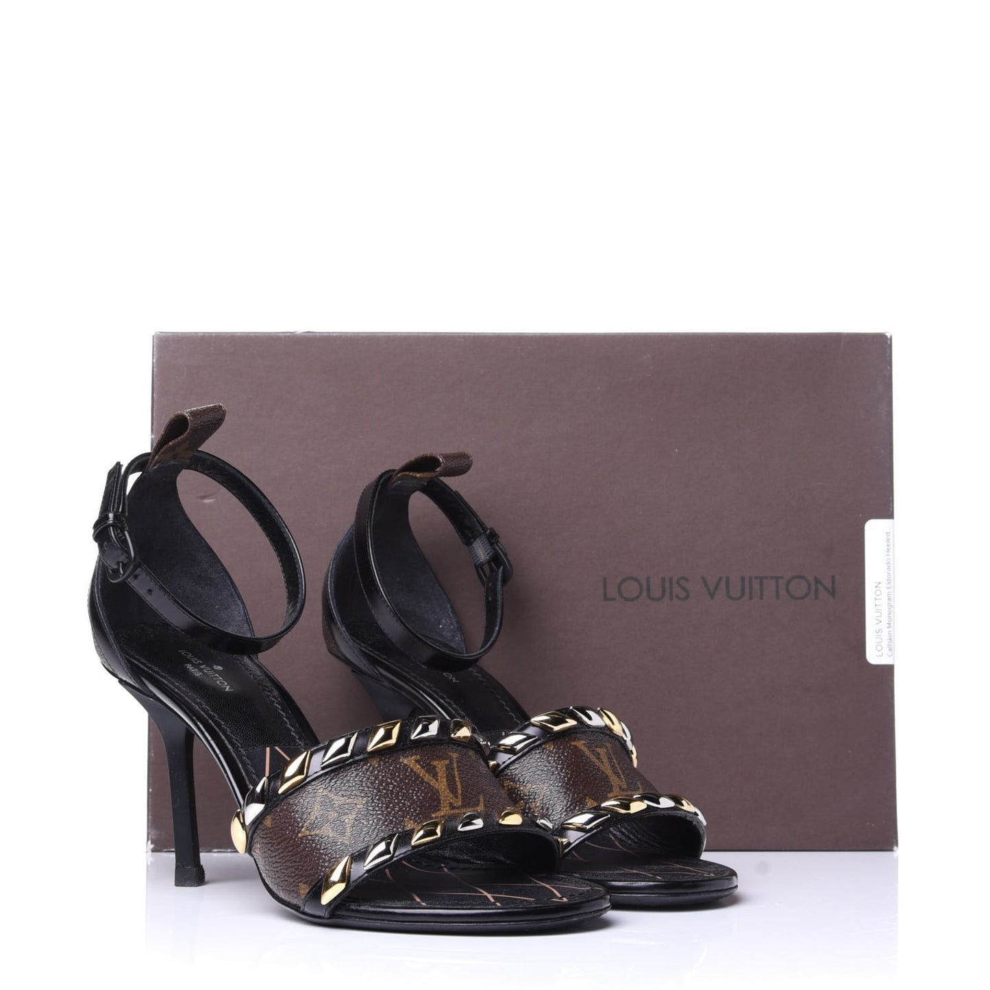 Calfskin Monogram Eldorado Heeled Sandals 36 Black