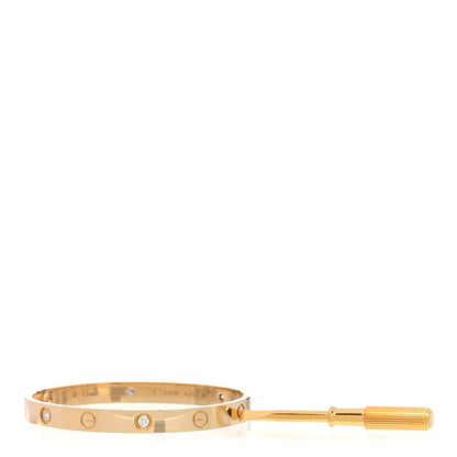 Cartier 18K Yellow Gold 4 Diamond LOVE Bracelet 17 3 of 5