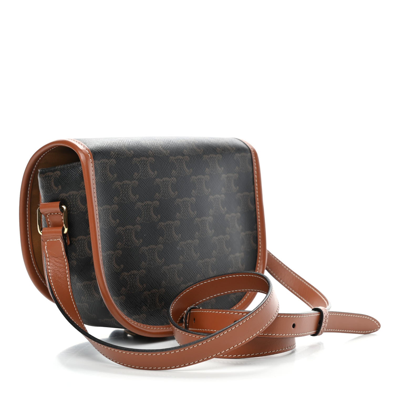 Celine Triomphe Canvas Medium Folco Bag Tan 2 of 4