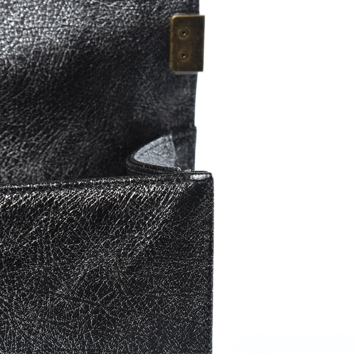 Chanel Cracked Metallic Calfskin Quilted Medium Boy Flap Dark Silver 8 of 11