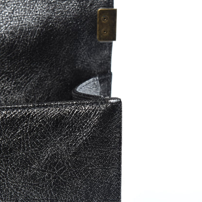 Chanel Cracked Metallic Calfskin Quilted Medium Boy Flap Dark Silver 8 of 11
