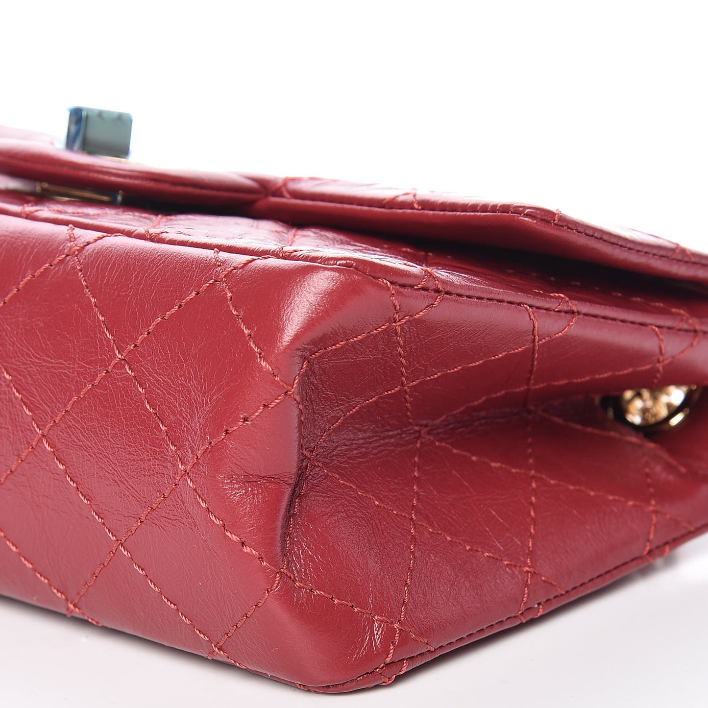Aged Calfskin Quilted 2.55 Reissue Mini Flap Red