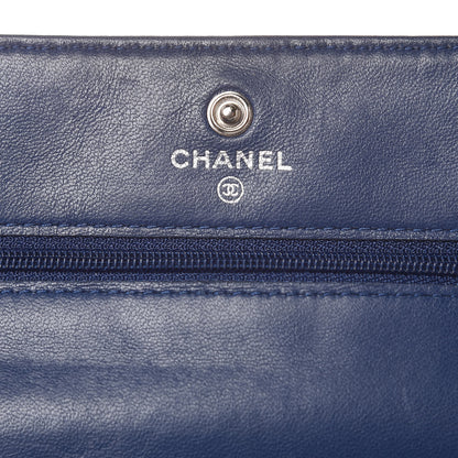 Chanel Perforated Lambskin Quilted Wallet On Chain WOC Blue 6 of 18