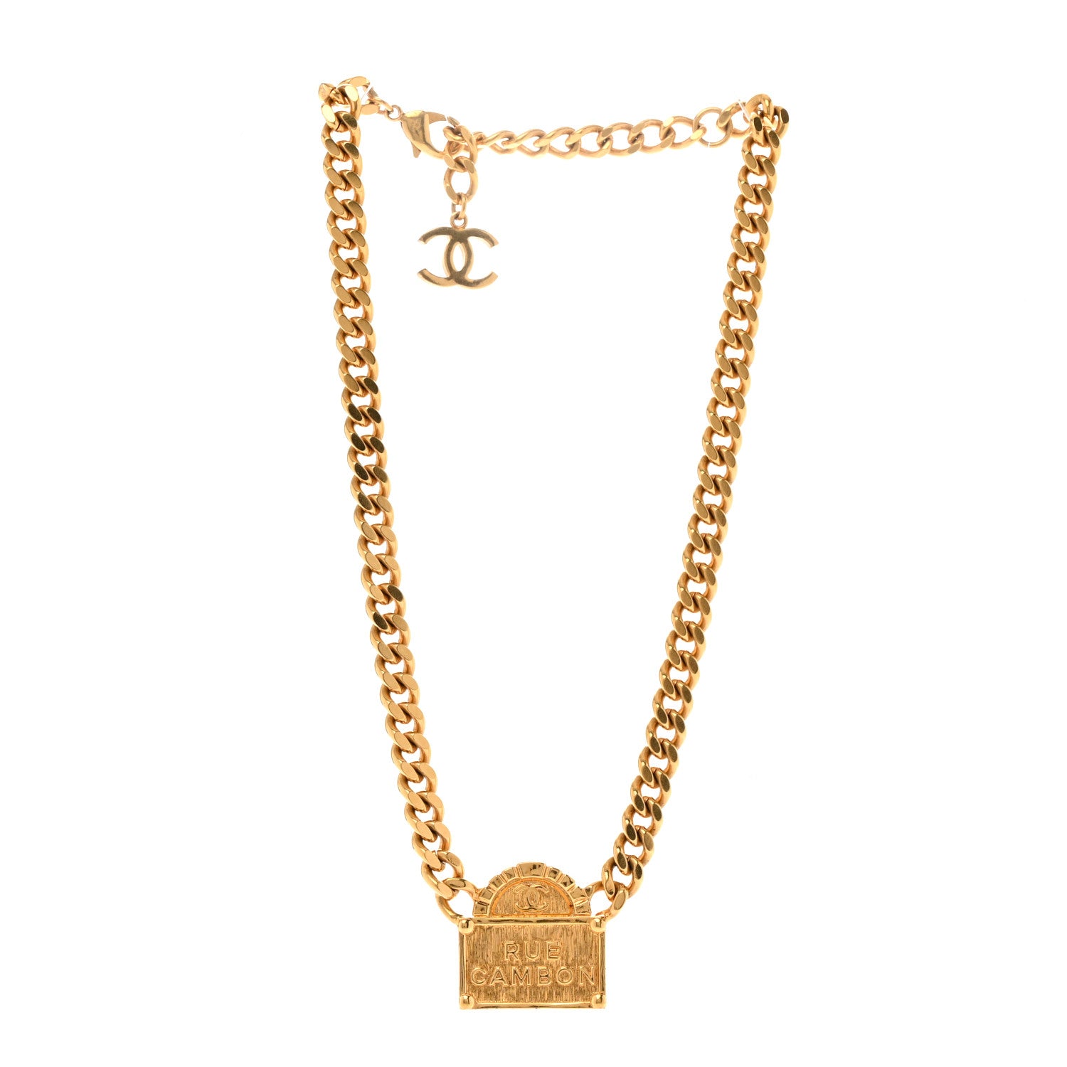 Chanel Metal Chain Link CC Rue Cambon Choker Necklace Gold 3 of 6