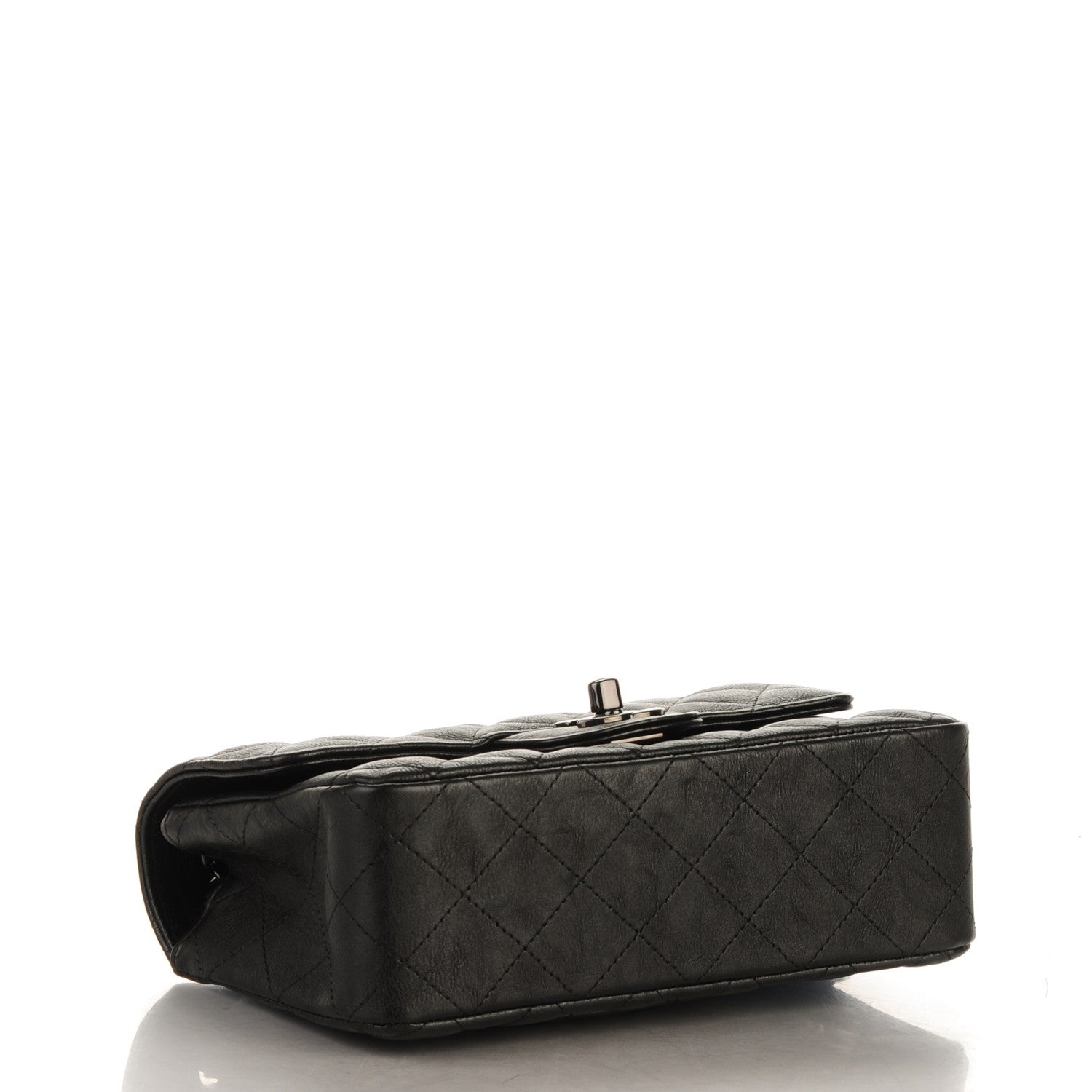 Chanel Crumpled Calfskin Quilted Mini Rectangular Flap So Black 4 of 8