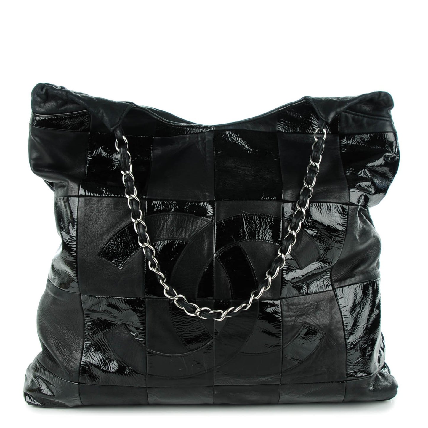 Patent Patchwork Brooklyn Tote Black