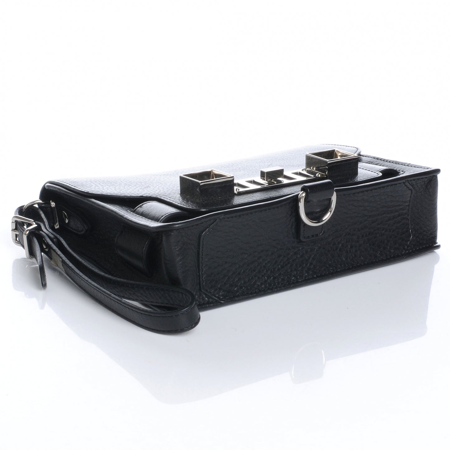 Textured Leather PS11 Wristlet Clutch Black