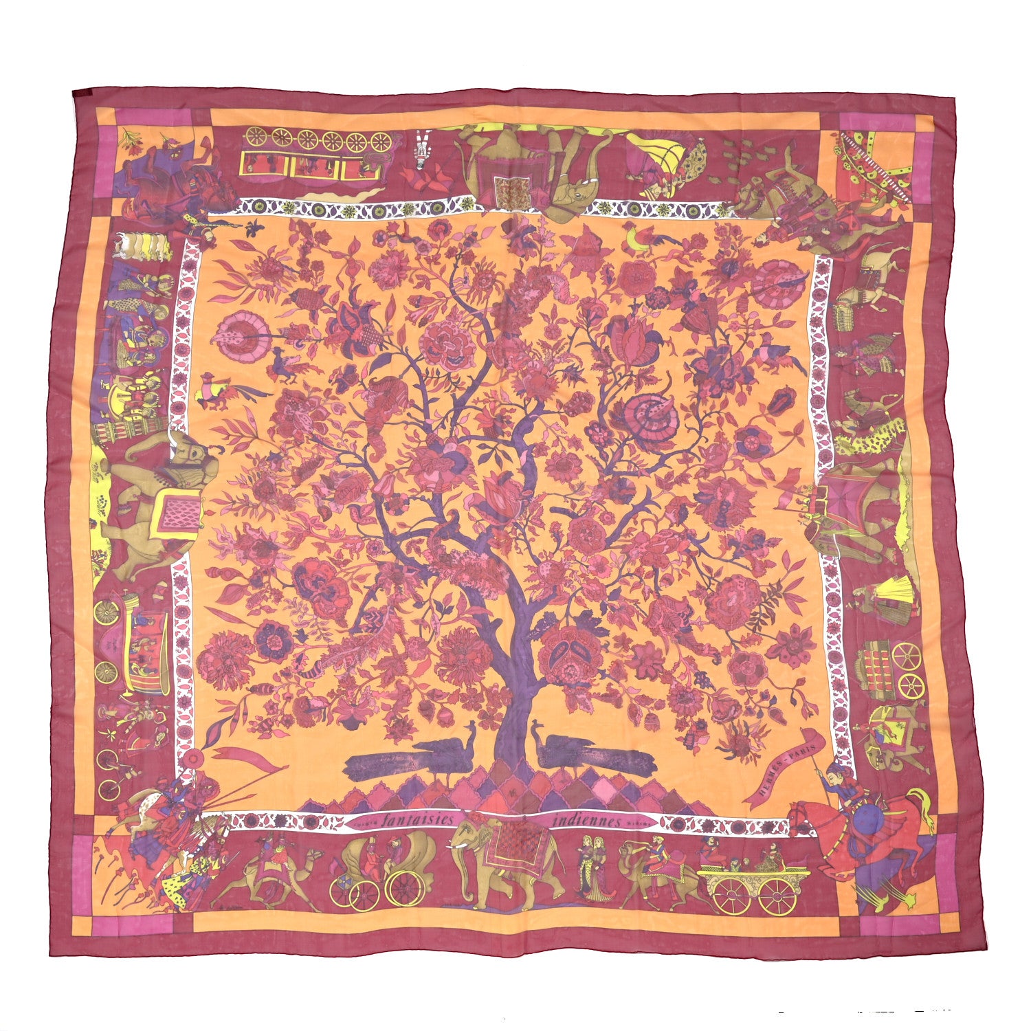 Hermes Mousseline Silk Fantaisies Indiennes Shawl 140 1 of 6